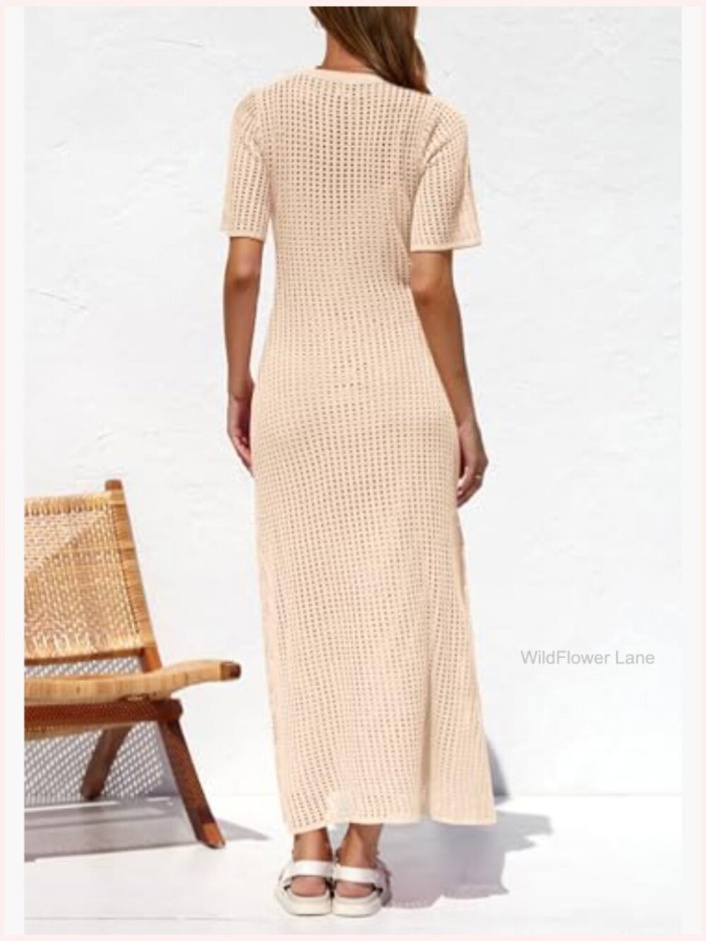 Eyelet Cover Up Dress - Summer Maxi Beach Vacation Sundress - Picture 2 of 7